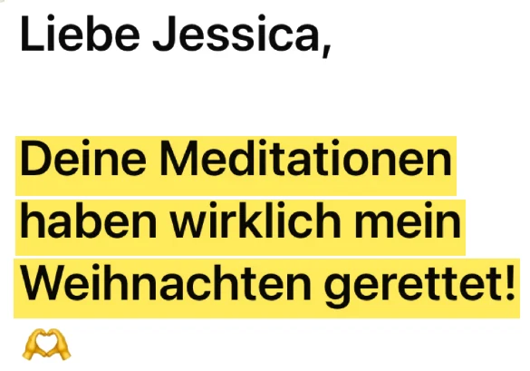 WhatsApp-Nachricht einer Kundin: Deine Meditationen haben mein Weihnachten gerettet.